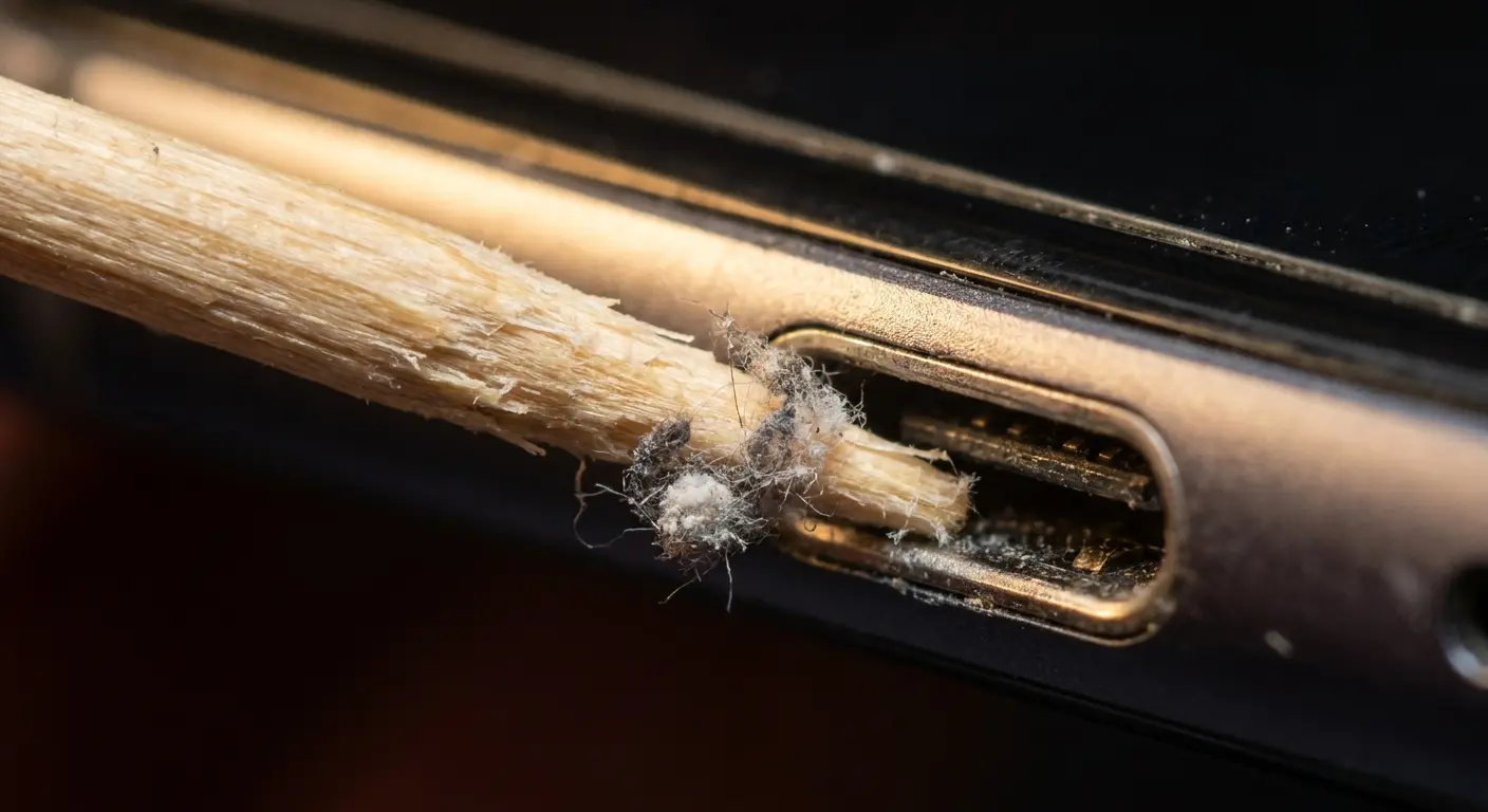 Charging port debris accumulation and cleaning tools