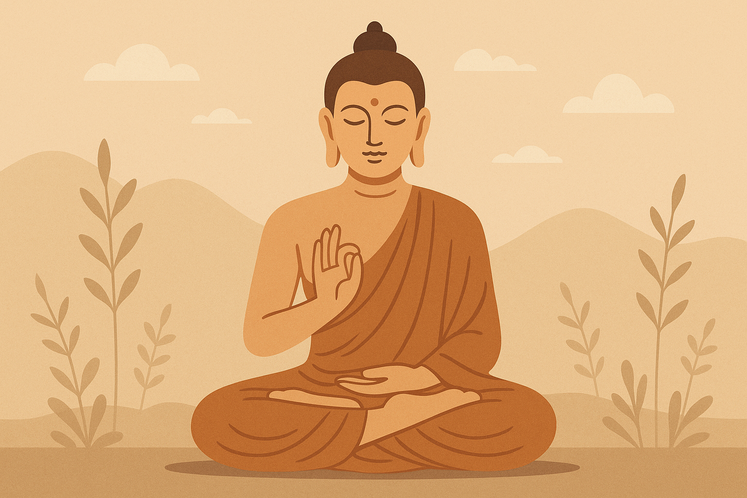 Serene Buddha meditation pose with peaceful background for mindfulness