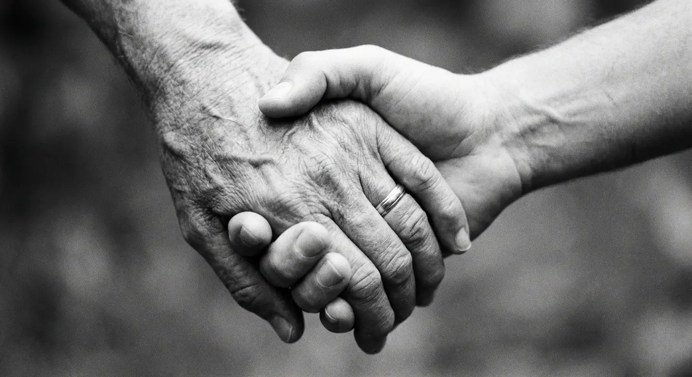 Two people holding hands symbolizing love and support