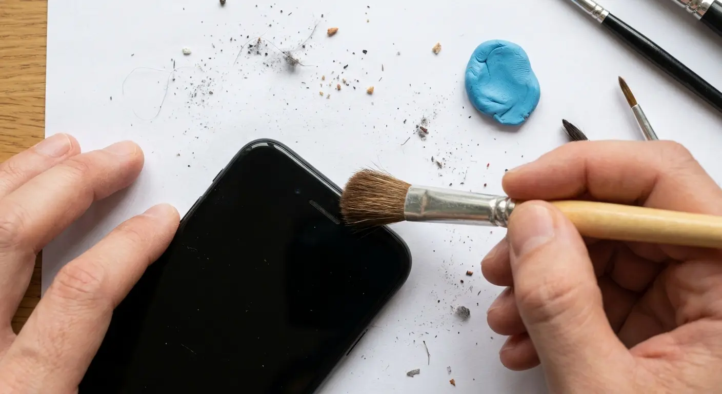 Soft brush cleaning phone speaker grille