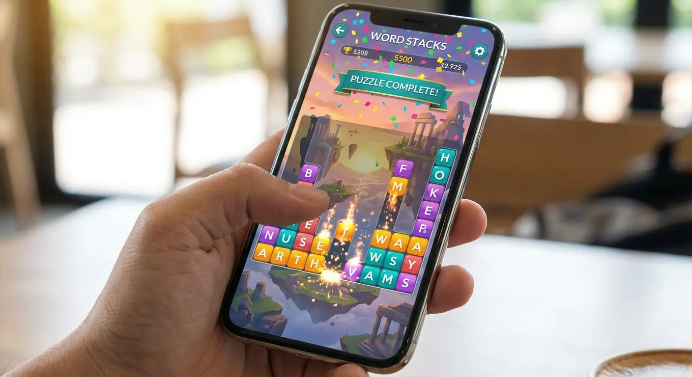Word game apps on various devices