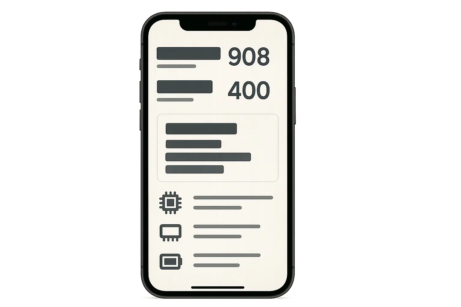 iPhone performance comparison chart showing processor capabilities