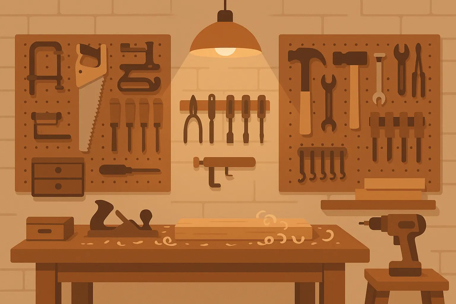 Uncle working in woodworking shop