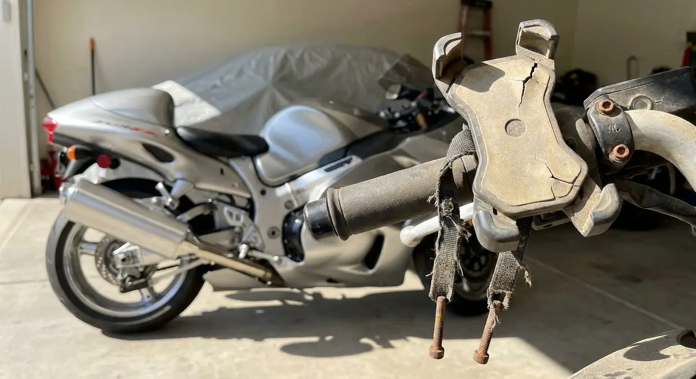 Experienced motorcycle rider on mountain road