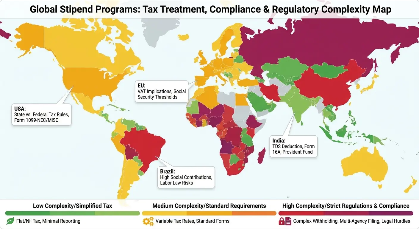 Multi-jurisdiction compliance complexity for stipends