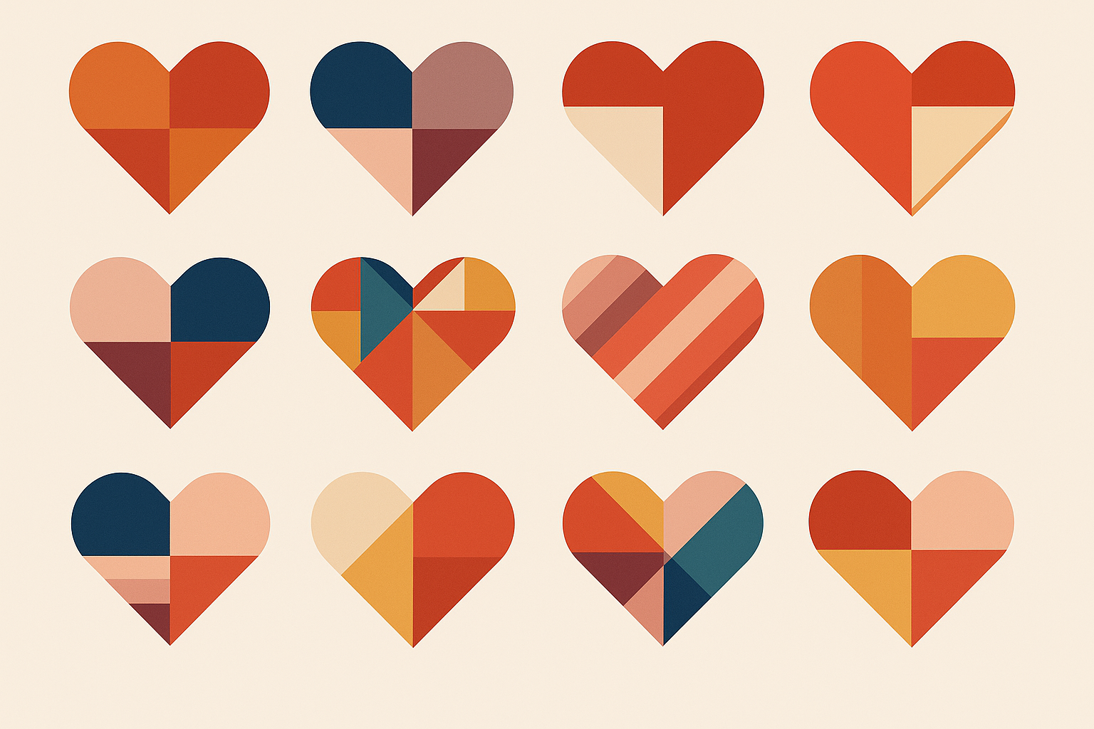 Geometric heart patterns wallpaper
