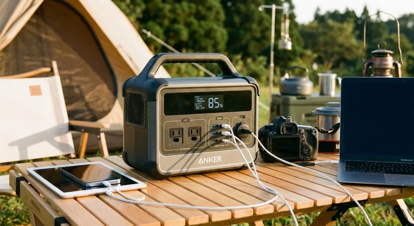 Compact portable power station for motorcycle camping