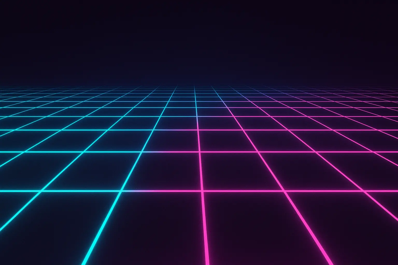 Neon grid pattern with glowing cyan and magenta lines in retro-futuristic style