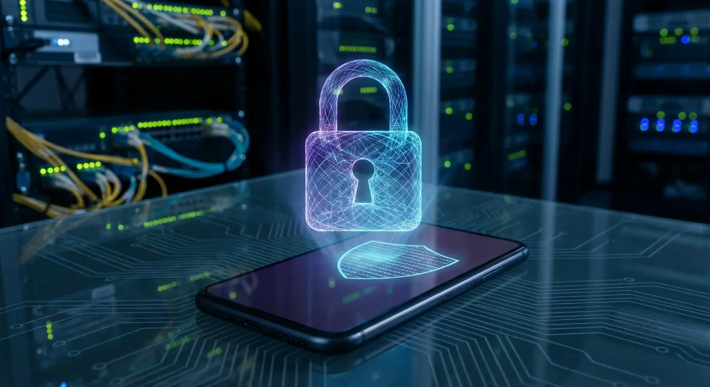 Padlock icon symbolizing data privacy and security on a smartphone screen