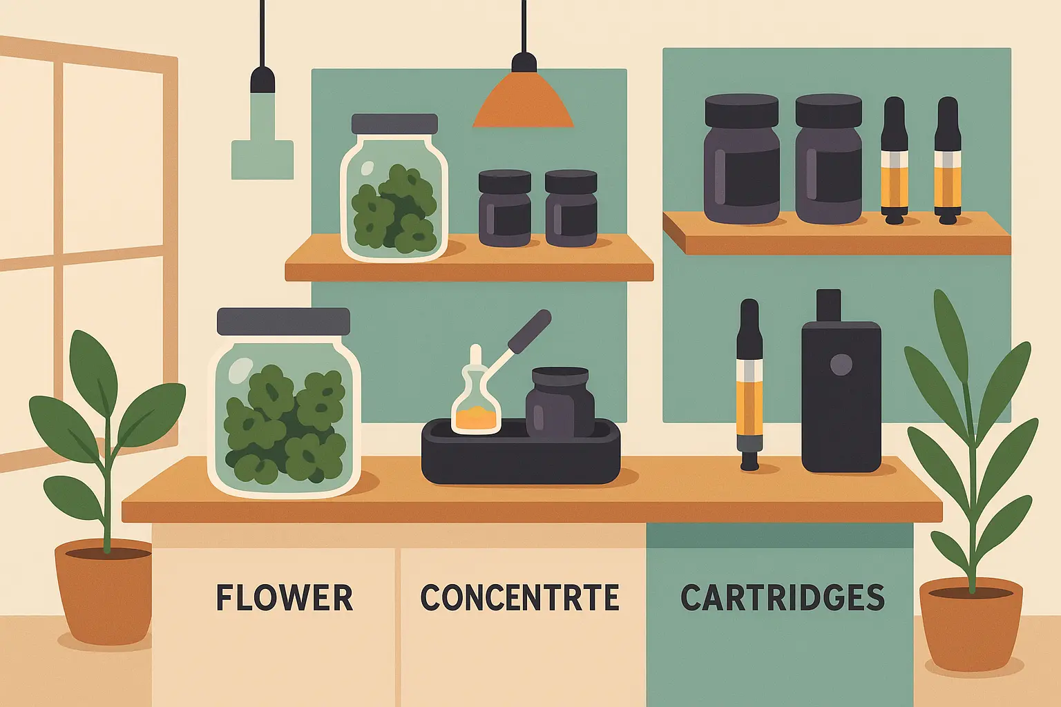 Dispensary shelves showing Slurricane strain products