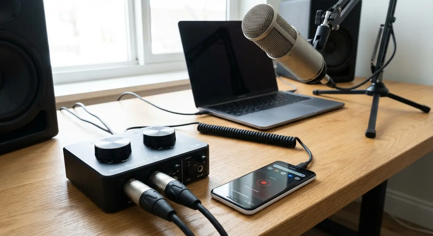 Digital audio interface connected to smartphone