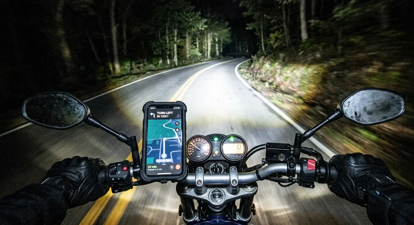 Motorcycle phone mount positioning