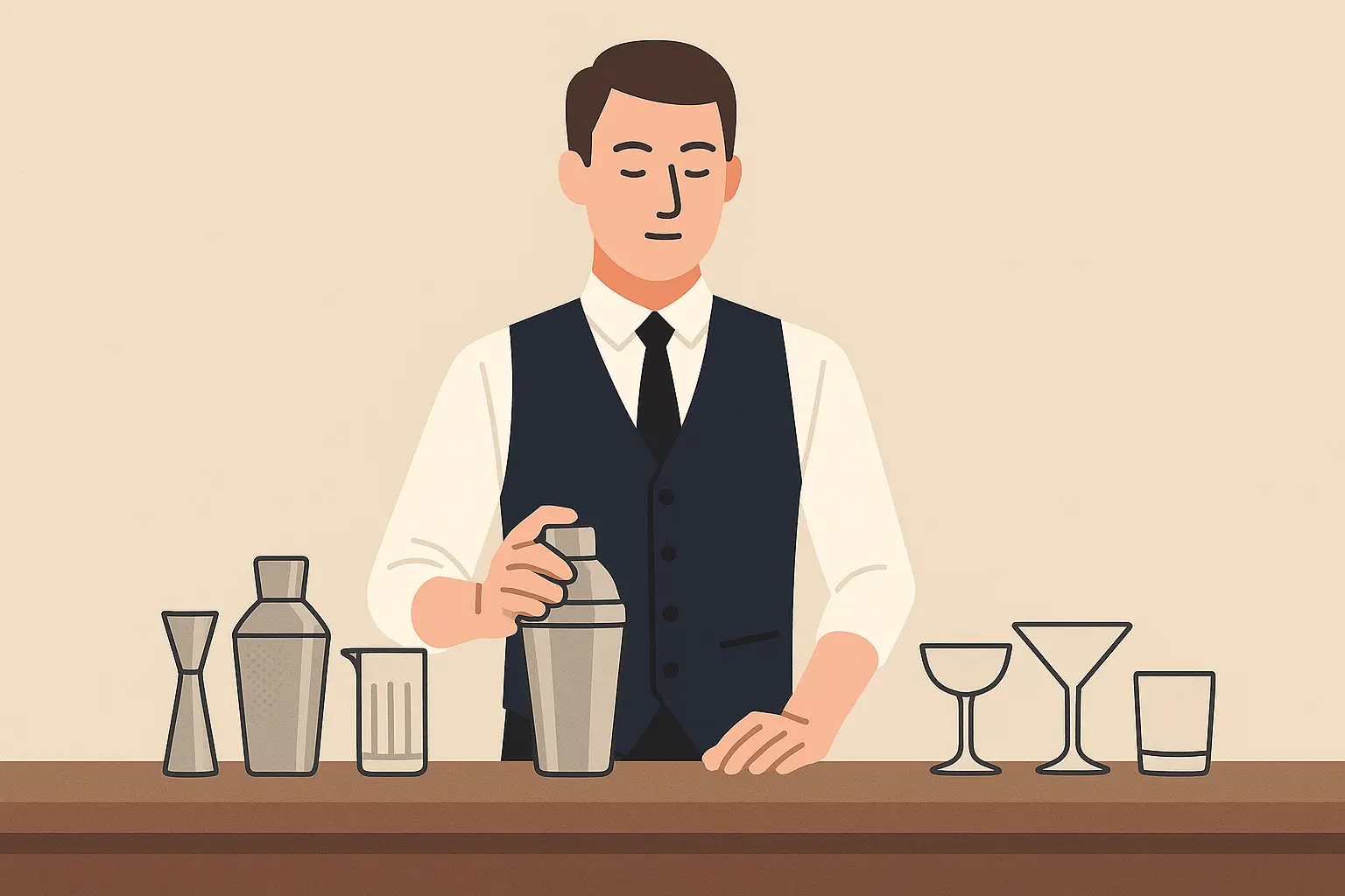 Professional bartender preparing cocktails