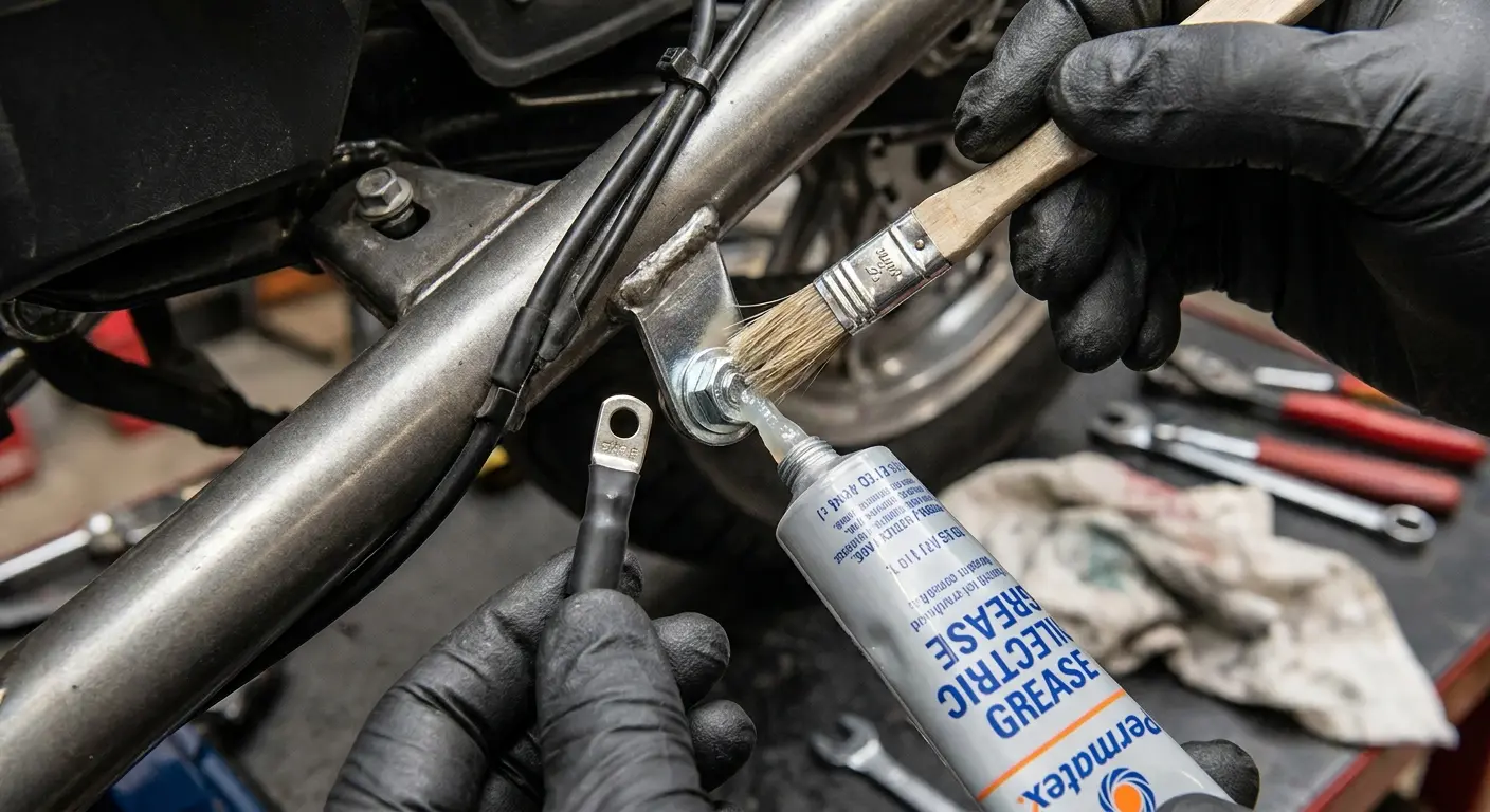 Motorcycle battery terminal cleaning process