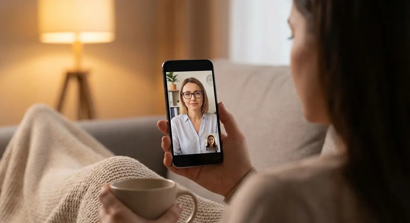 Video therapy session on a tablet