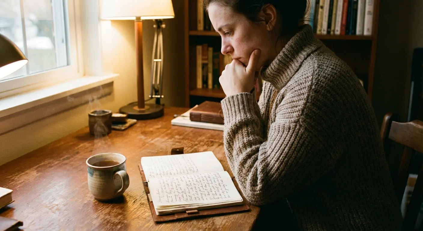 Man looking at old photos