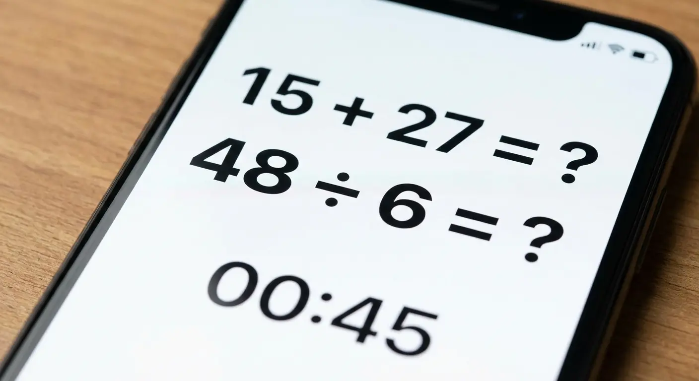 Math Workout app showing calculation practice screen