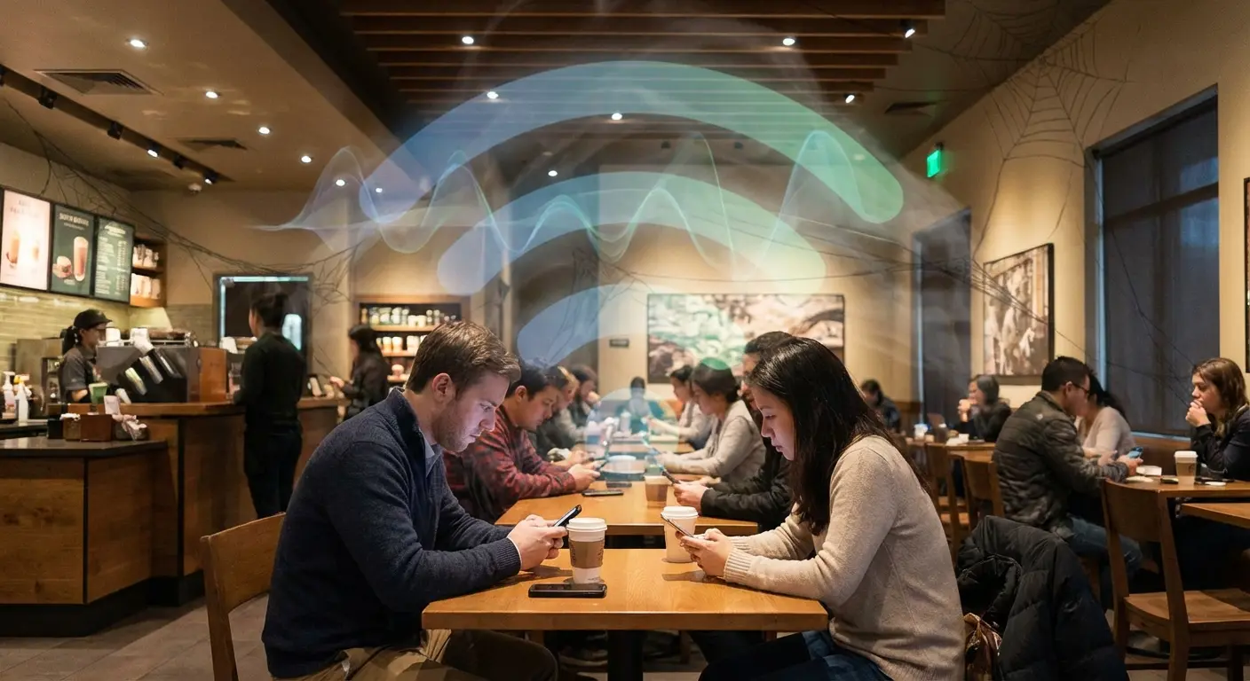 Public WiFi security warning on phone