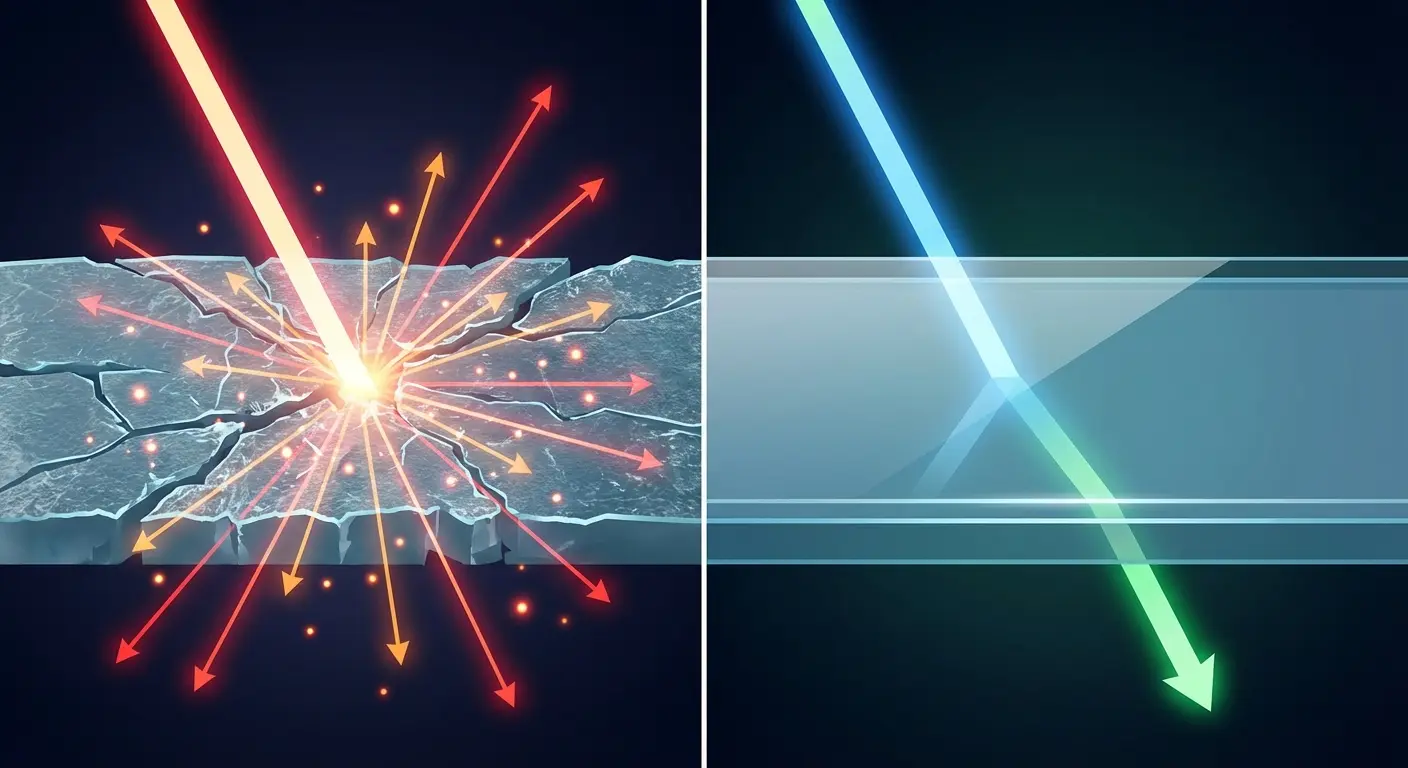 Light refraction through screen protector layers