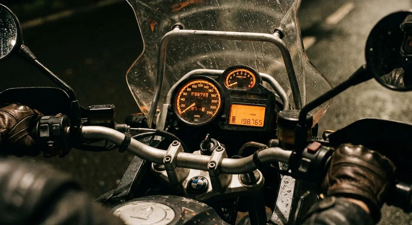 Touring motorcycles on scenic mountain road