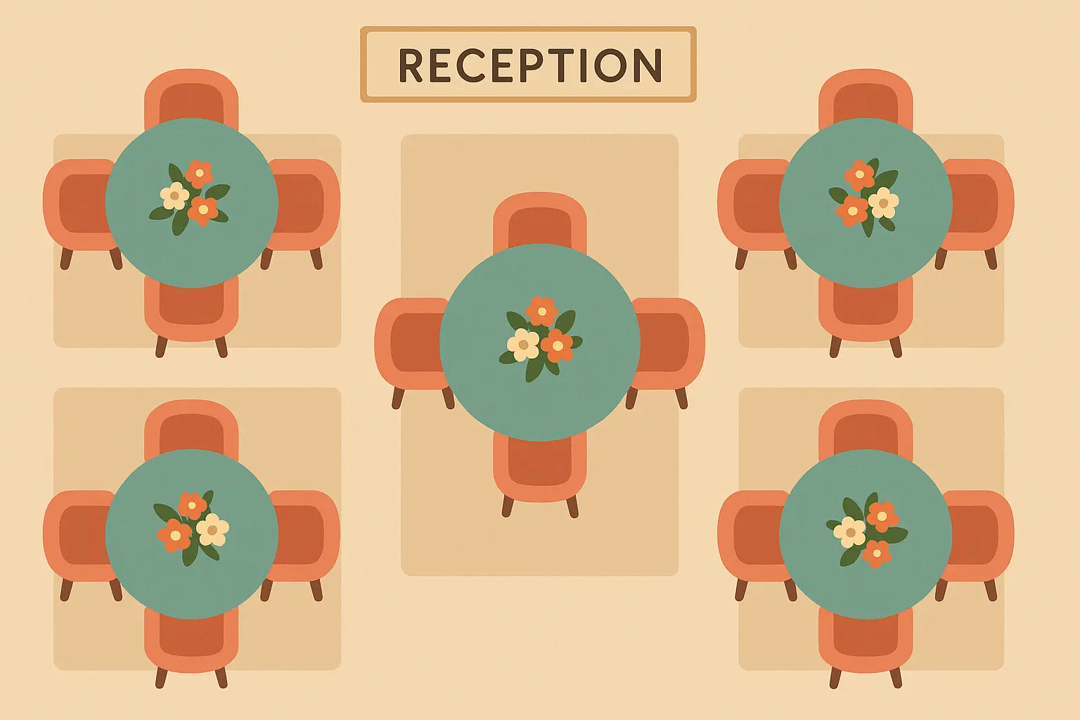 Memorial service table arrangement encouraging guest connection