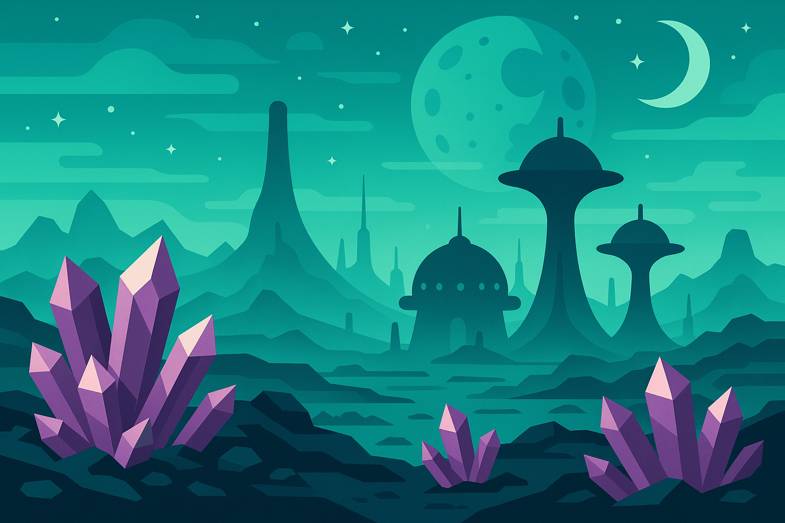 Interactive parallax alien landscape wallpaper
