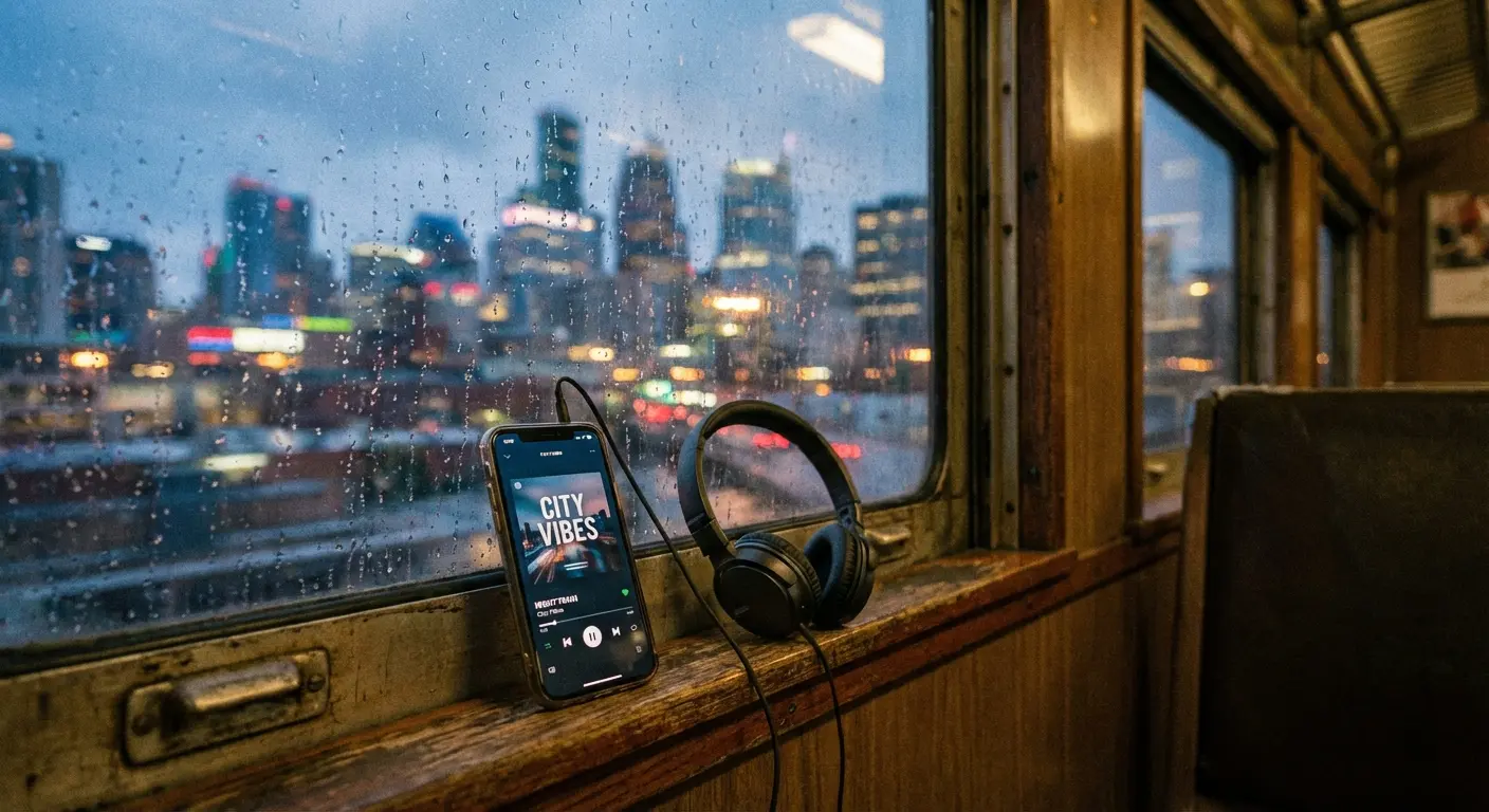 Collage of different lifestyle scenarios: gym, commuting, and relaxing with music