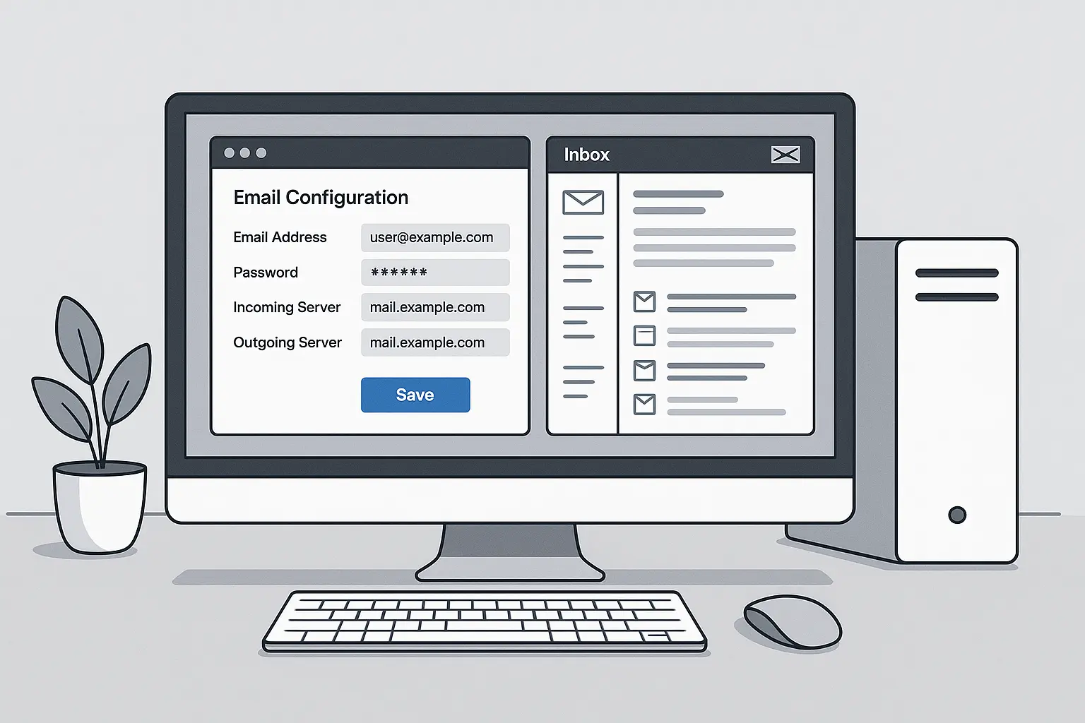 Email technical setup and file management for resume applications