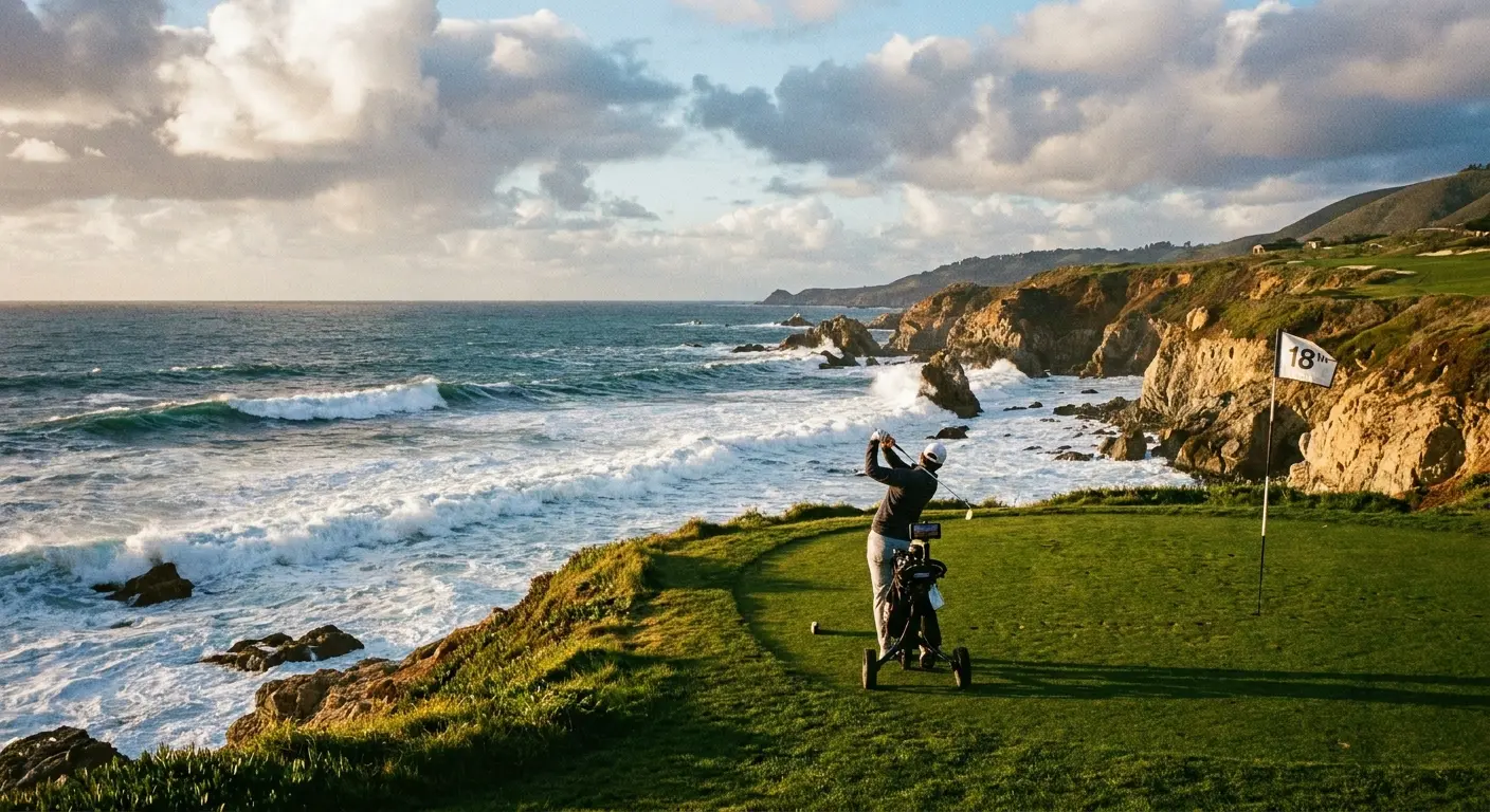 Trump National's clifftop 6th hole with Pacific Ocean backdrop