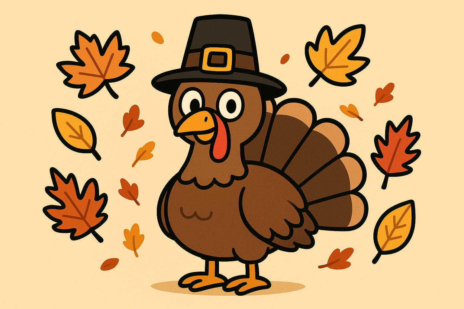 Turkey with pilgrim hat cartoon wallpaper
