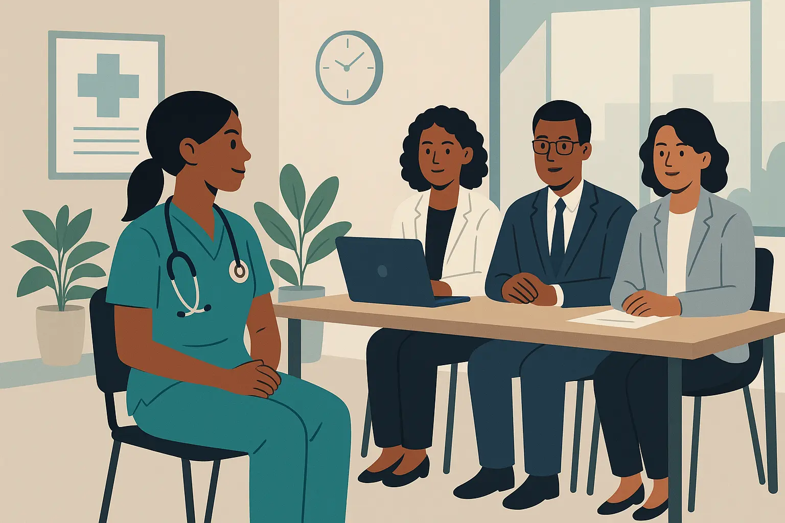 Nurse preparing for interview with confidence