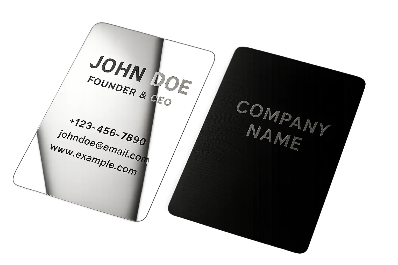 Premium stainless steel business cards with various finishes