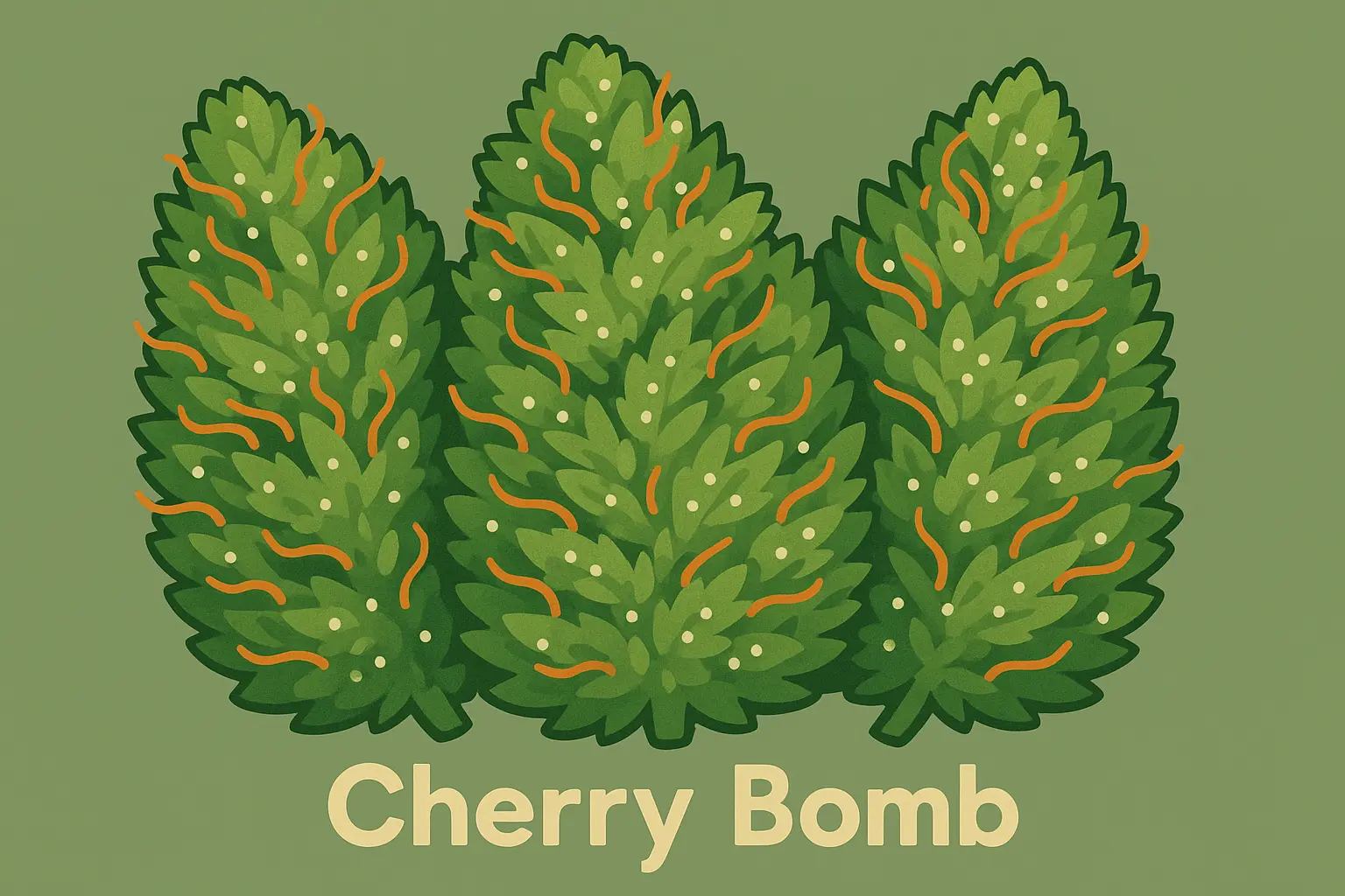 Cherry Bomb strain buds with vibrant colors and trichomes