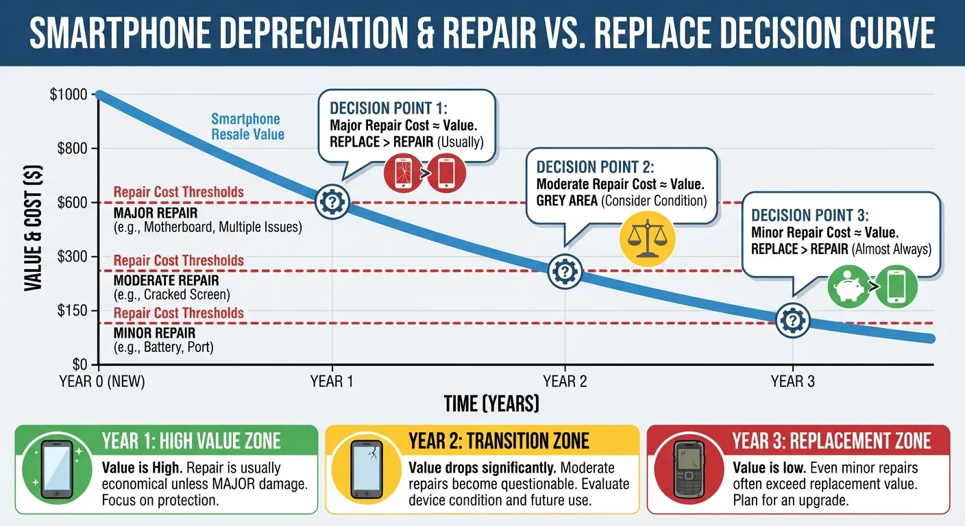 Comparing phone repair versus upgrade costs