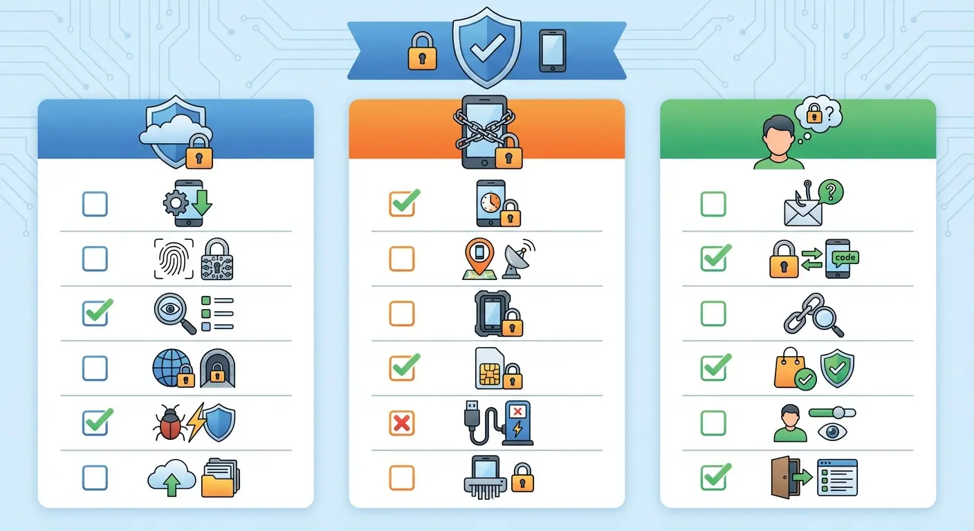Android phone security checklist visualization