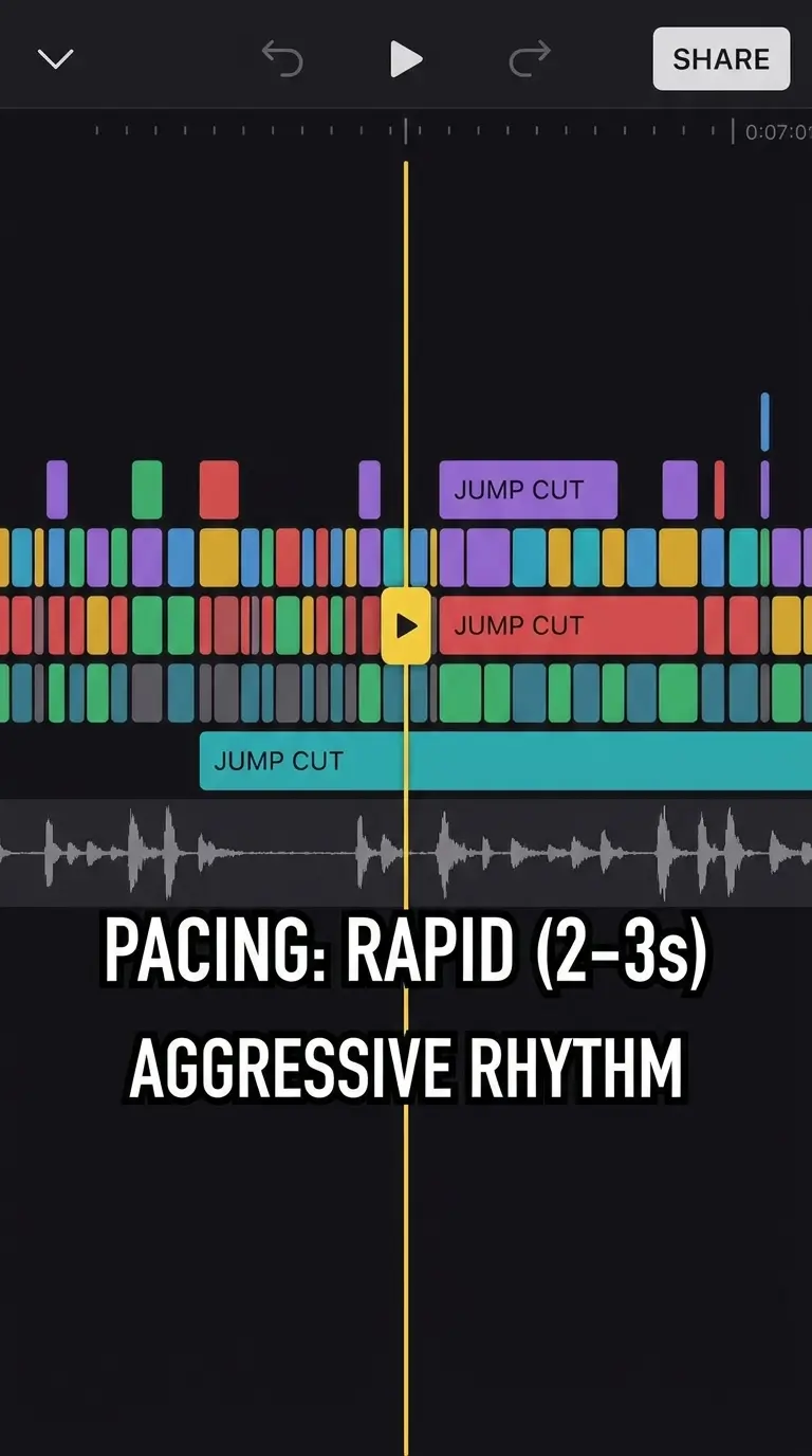Editing timeline showing tight jump cuts