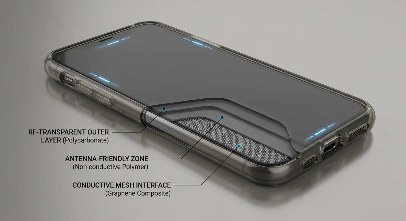 RF-transparent phone case design features