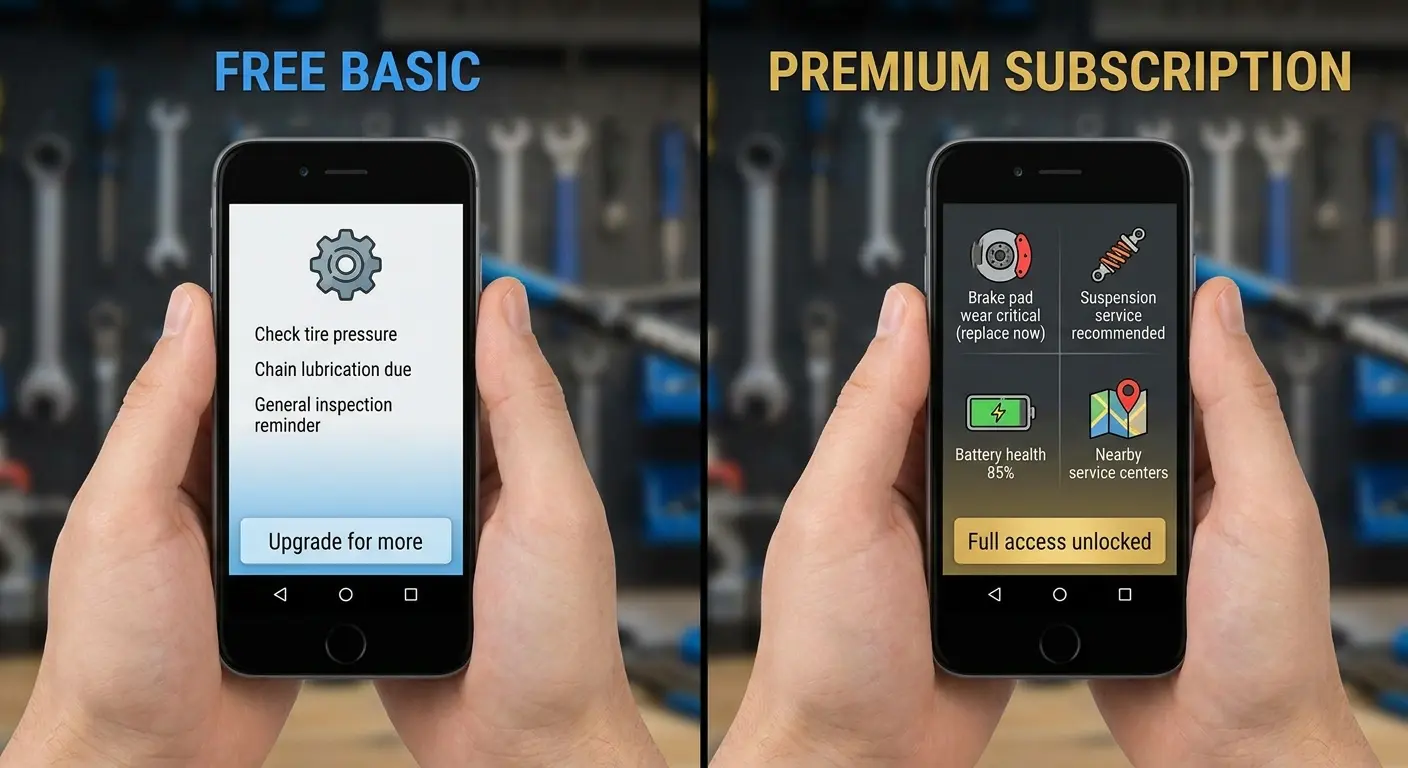 AI bike diagnostic subscription interface