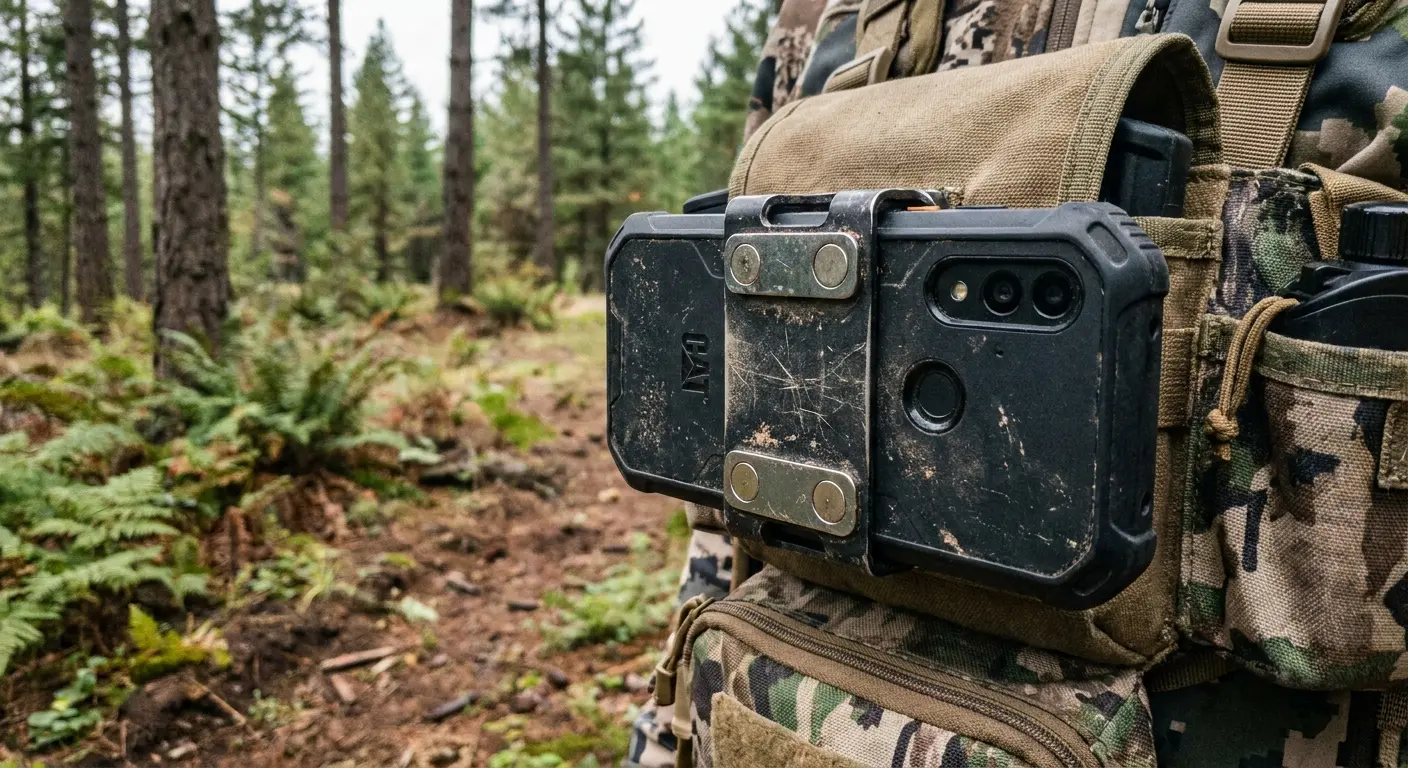Rokform rugged phone case on hunting gear