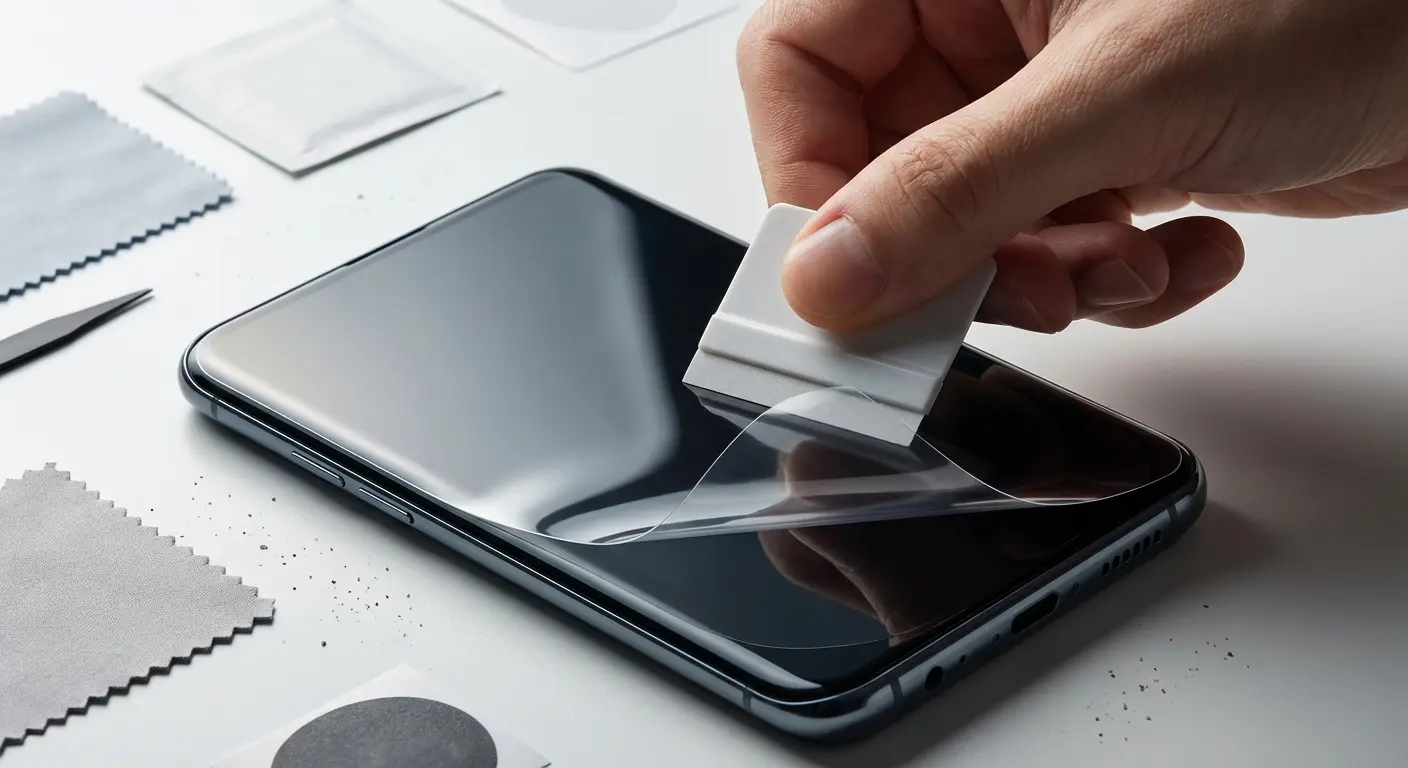 PET film screen protector showing flexibility and edge coverage capabilities