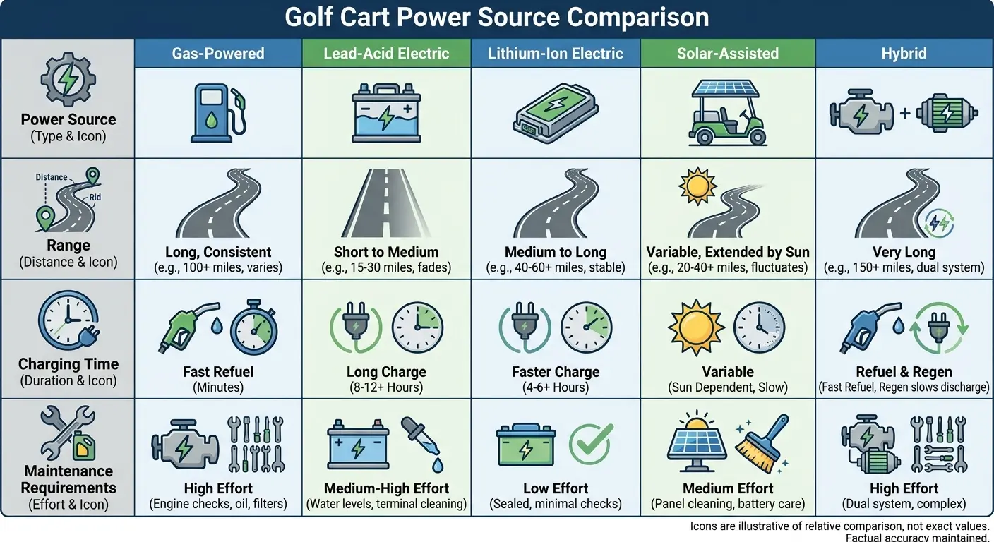 Different power source golf cart variations