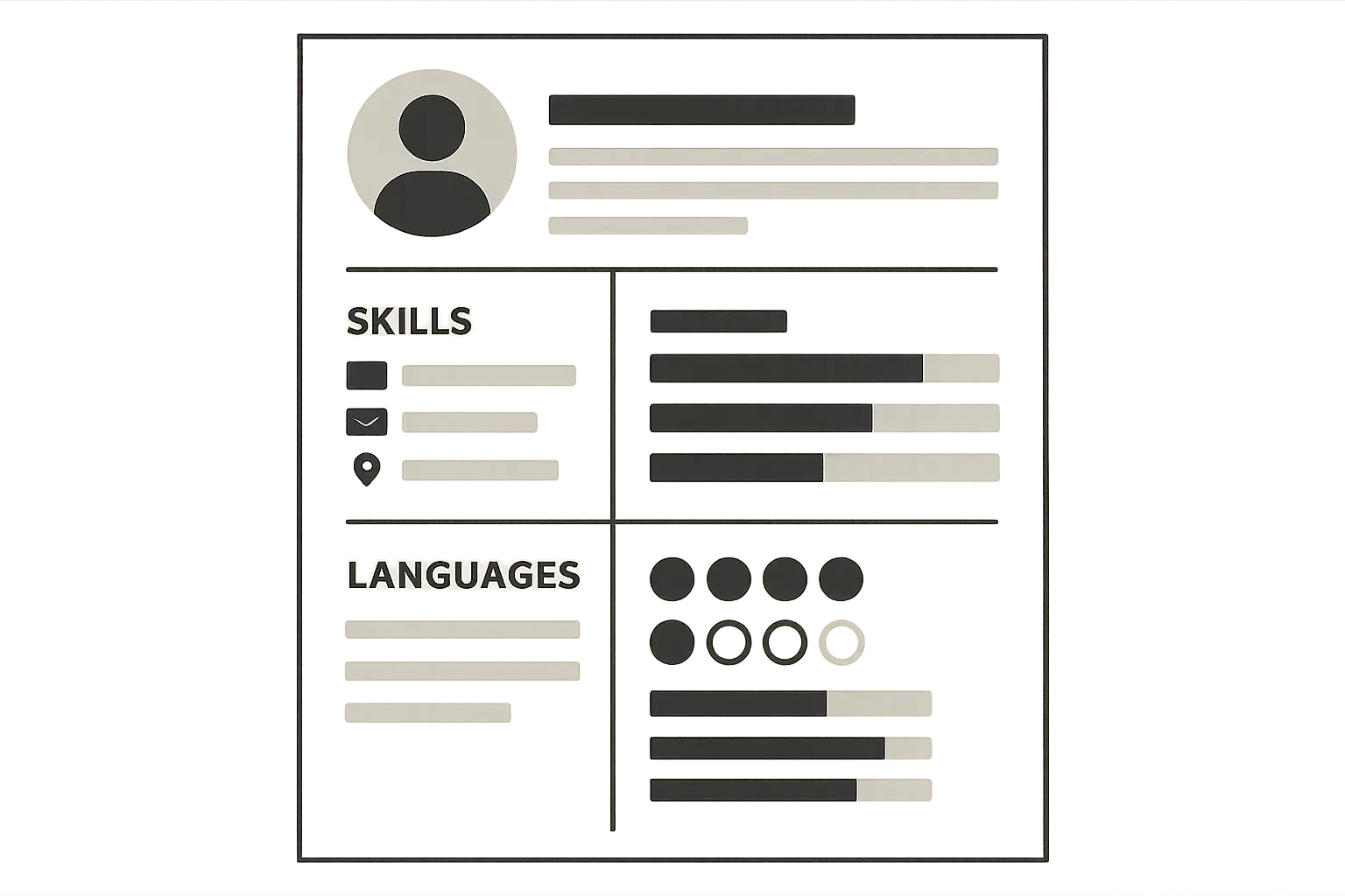 Resume formatting examples showing language skills sections