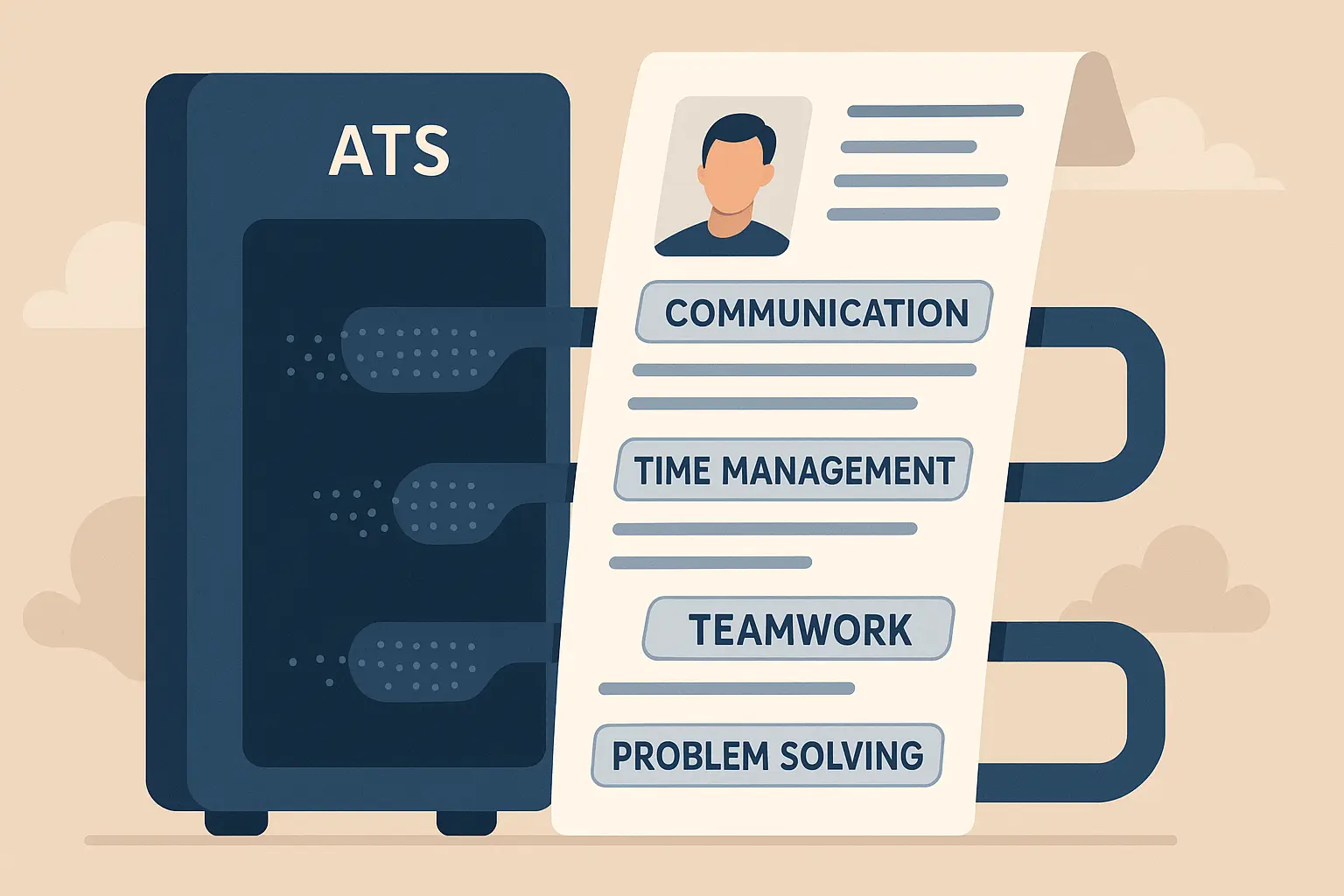 ATS system analyzing soft skills on resume