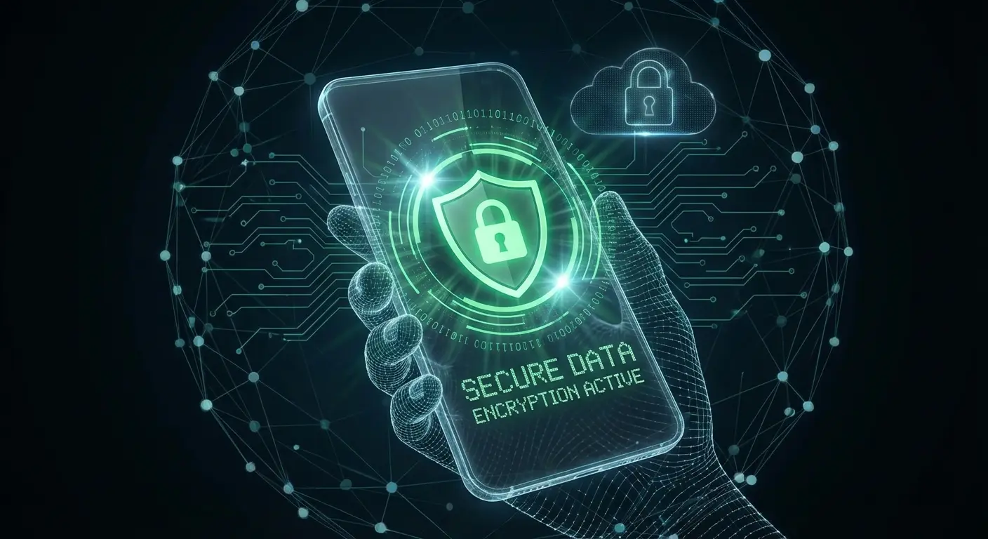 Secure smartphone displaying privacy lock icon