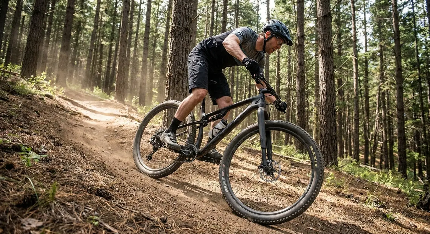 Cross-country mountain bike on trail
