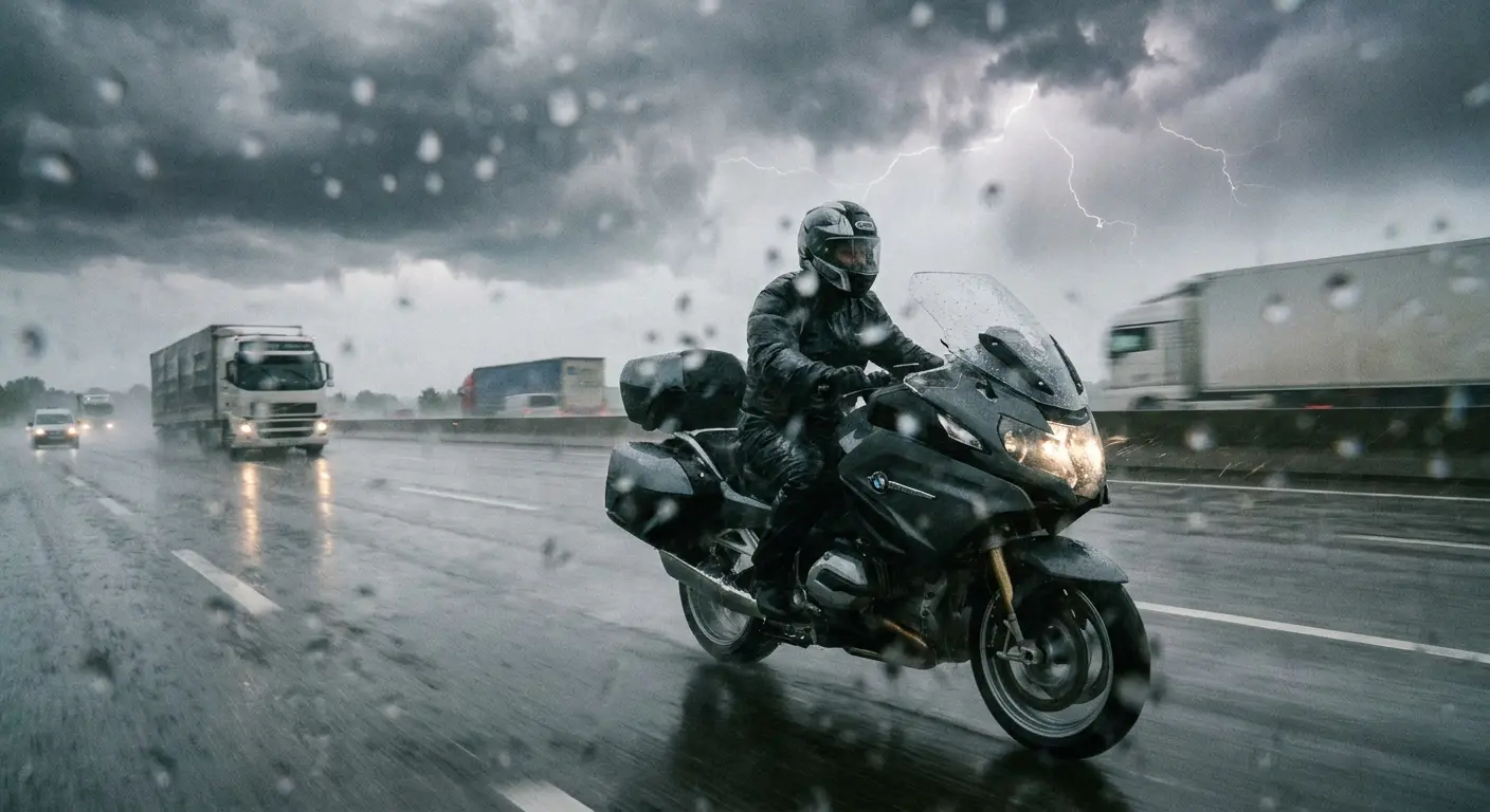 Motorcycle dash cam mounted on handlebar