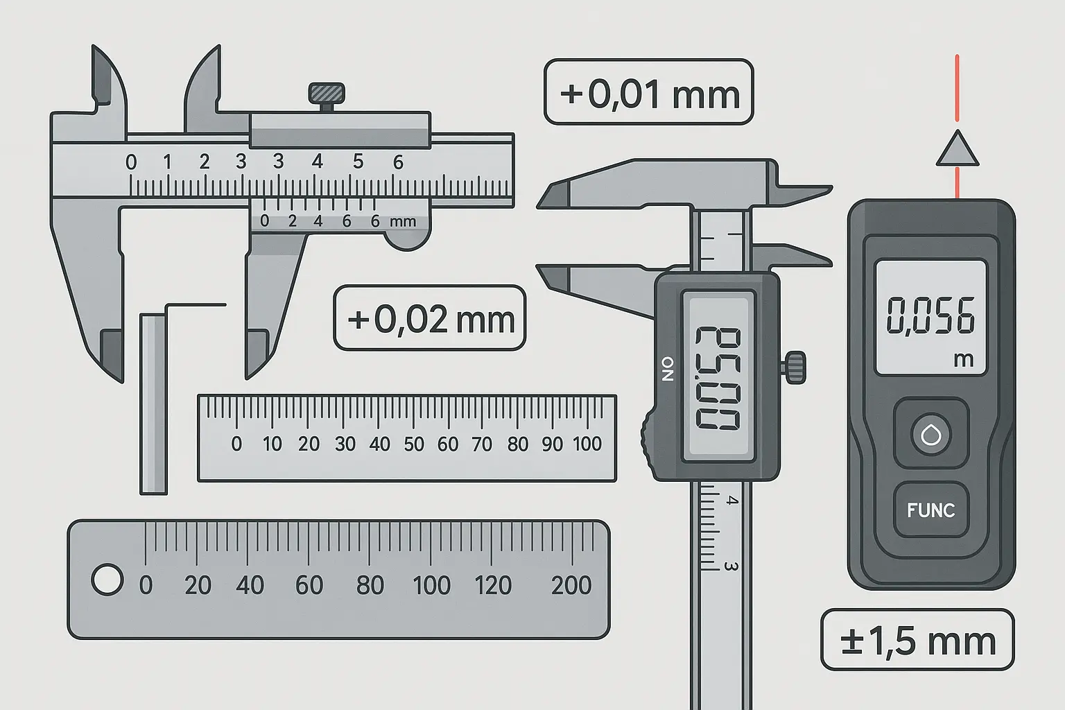 Precision measurement tools for volume calculations