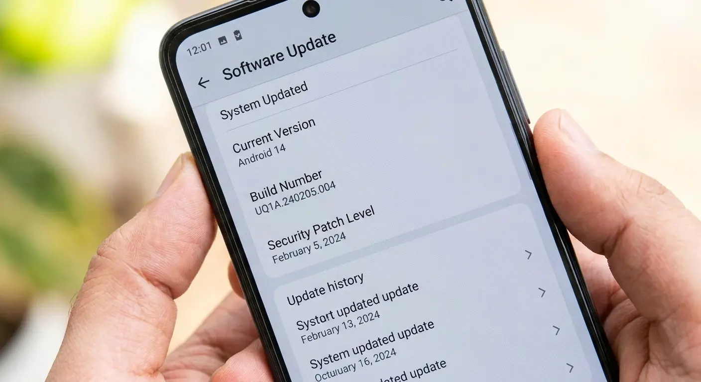 Phone software update settings screen