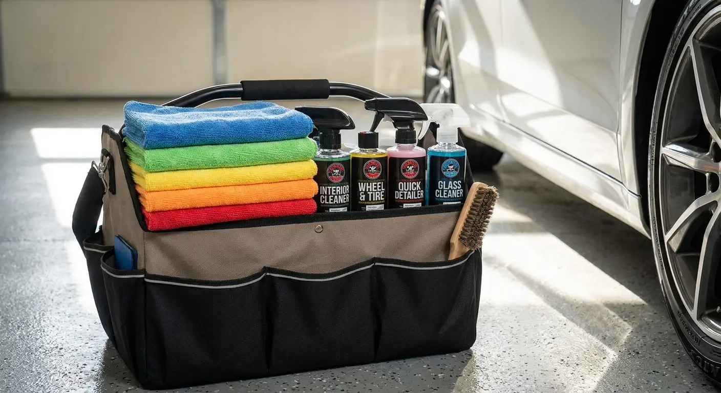 Microfiber cleaning cloths and car care products