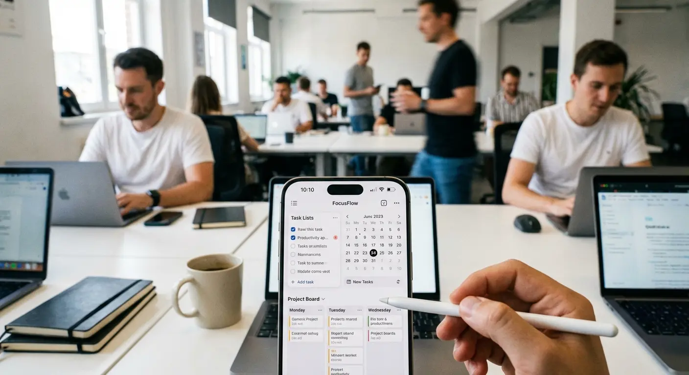 Business professionals using Slack for team productivity